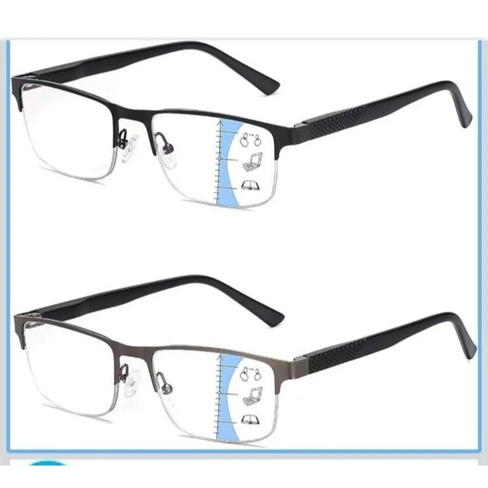 Progressive Multifocal Reading Glasses Business Anti Blue Light Half Frame +1.5